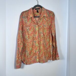 Ralph Lauren Multicolor Paisley Button Down Shirt. EXC